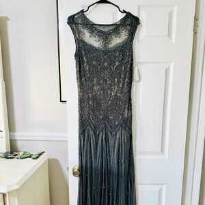 Silver/Gray Beaded Pisarro Nights Dress Size 10 US